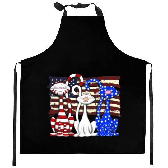 3 Cats Kitten American Flag Cat Lover Kitchen Aprons