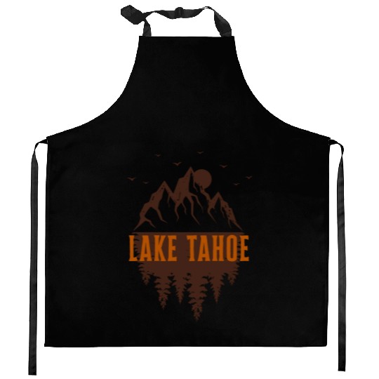 lake tahoe retro mountain Kitchen Aprons