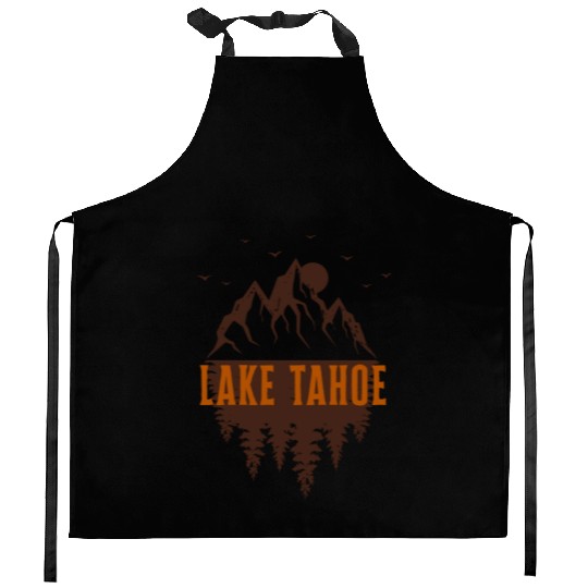 lake tahoe retro mountain Kitchen Aprons