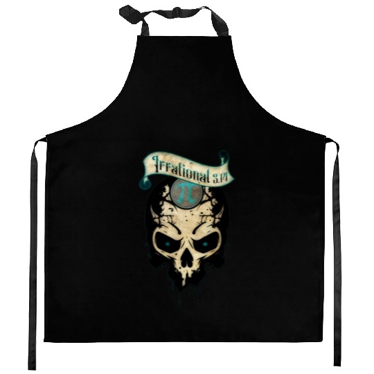 PI Day Irrational Skull Design Teal Edition Kitchen Aprons