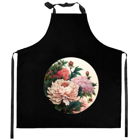 Peony flowers Kitchen Aprons