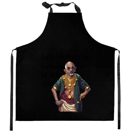 Funny Rapper Mahatma Gandhi Quote Bas Bura Karo Kitchen Aprons