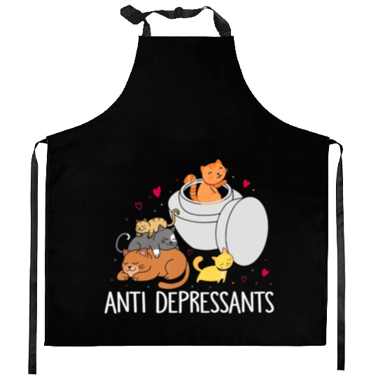 Funny Anti Depressants Cat Lover Sobriety Drug Fre Kitchen Aprons