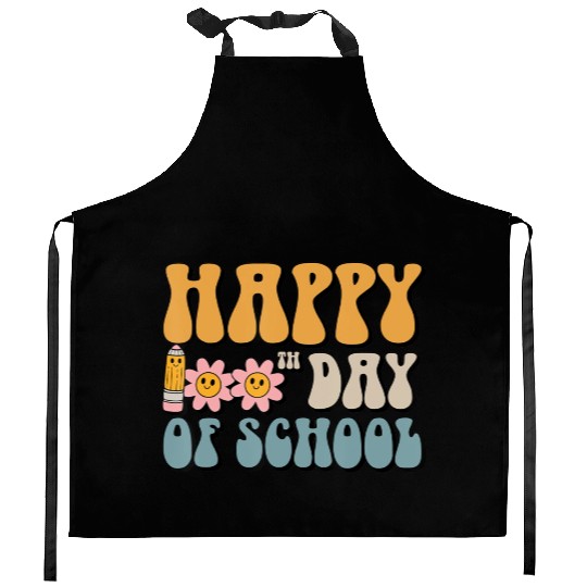 Groovy Teacher 100 Days of School Student Happy 10 Kitchen Aprons