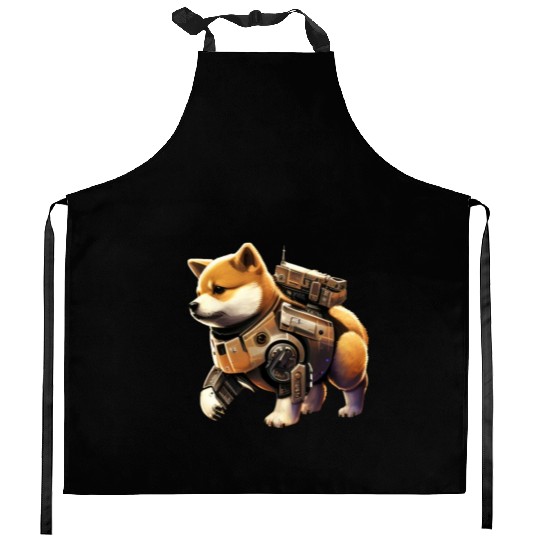 Mech style simple Japanese style shiba Inu dog Kitchen Aprons