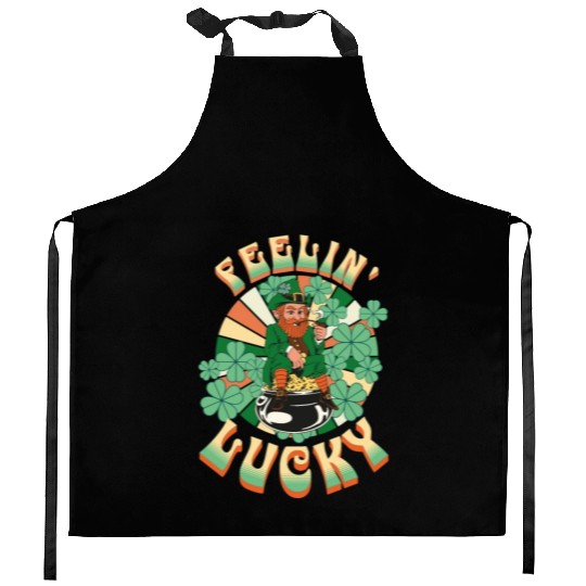 Feeling Lucky Groovie Leprachaun St. Patricks Day Kitchen Aprons