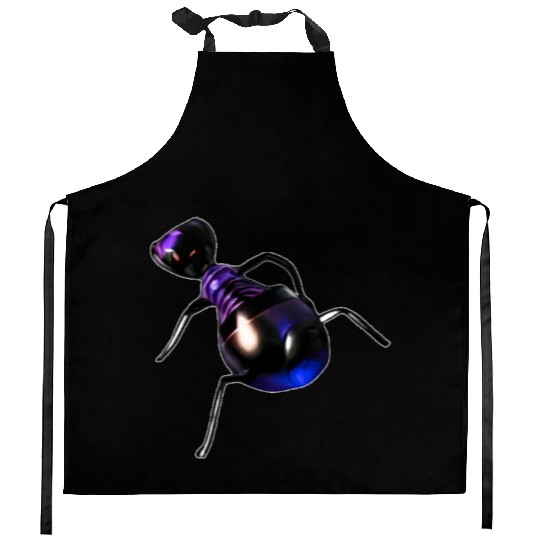 purple robot ant Kitchen Aprons