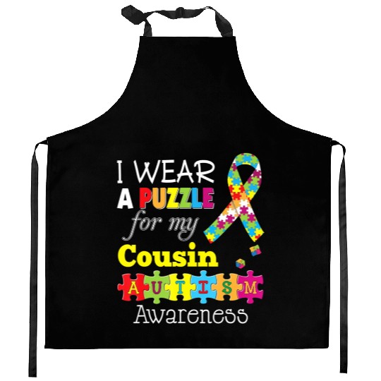 I Love My Autistic Cousin Autism Awareness Day Rai Kitchen Aprons