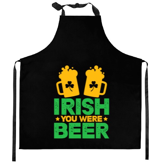Irish You Were Beer St Patricks Day Shamrock Funny Kitchen Aprons