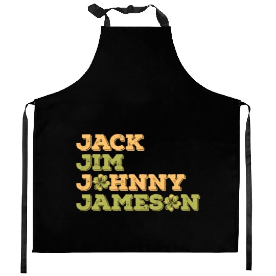 Jack Jim Johnny Jameson 4 Founder St Patrick's Day Kitchen Aprons