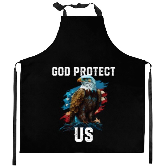 God Protect US American Bald Eagle Christian 4th Kitchen Aprons