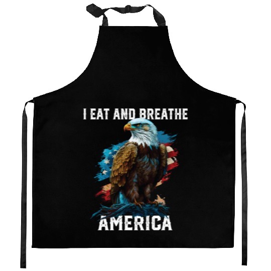 I Eat and Breathe America American Bald Eagle Kitchen Aprons