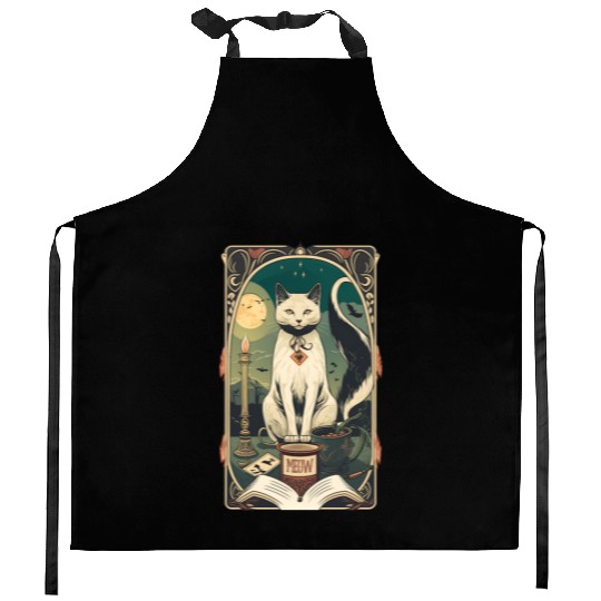 Cat Tarot Card Style Kitchen Aprons
