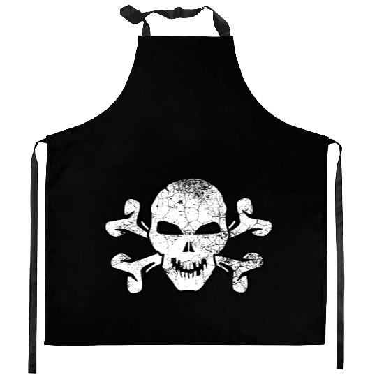 Cracked Skull And Crossbones Kitchen Aprons