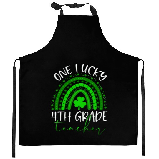 One Lucky 4th Grade Teacher St. Patrick's Day 2022 Kitchen Aprons
