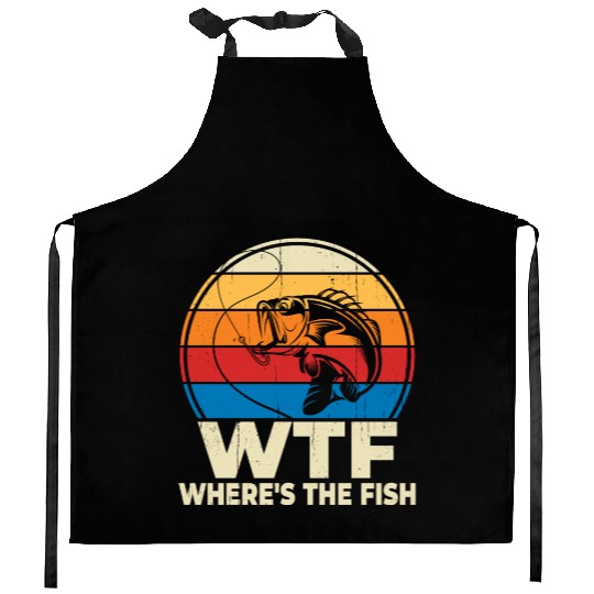 WTF wheres the fish Kitchen Aprons