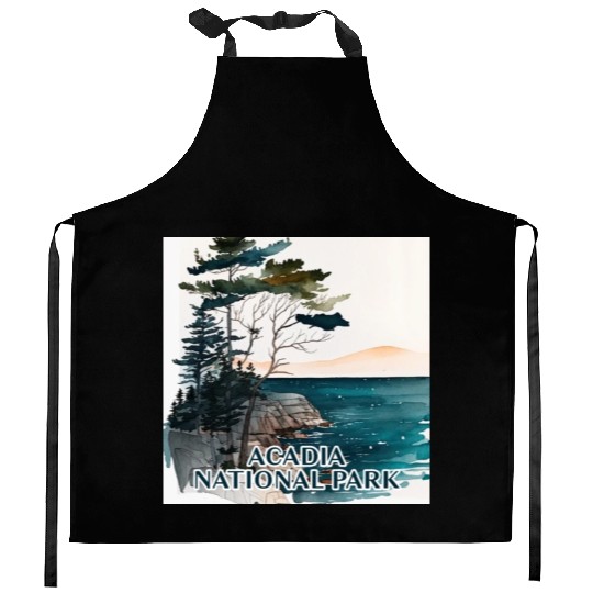 Acadia National Park Watercolor Kitchen Aprons
