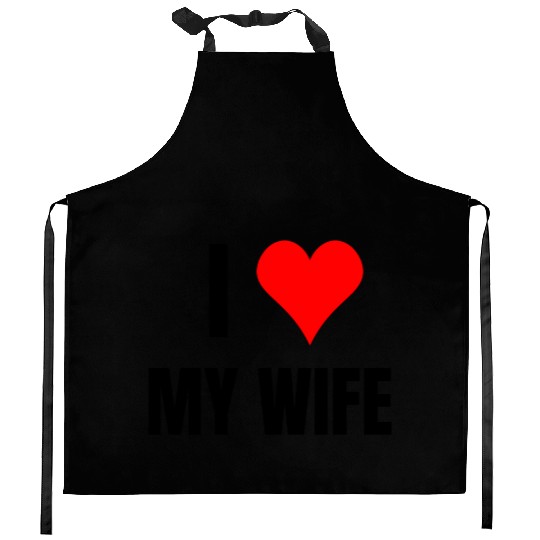I Heart My Wife, Happy Husband, Happy Wife Kitchen Aprons