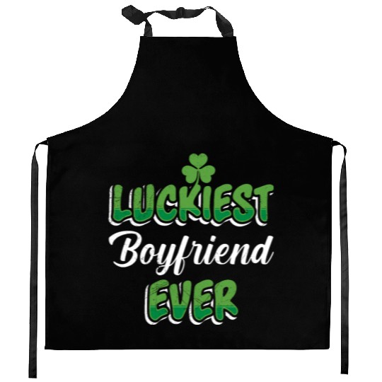 Luckiest Boyfriend Ever St Patrick's Day Kitchen Aprons