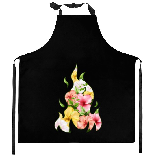 Coconut Girl Aesthetic Hibiscus Flame Kitchen Aprons