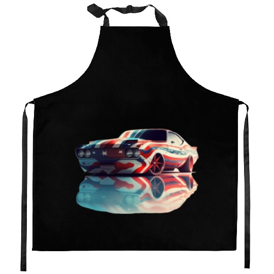 American pride and raw horsepower Kitchen Aprons