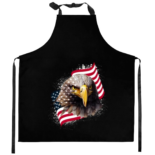 Patriotic Eagle US American Flag Bald Eagle USA Kitchen Aprons
