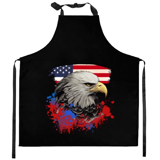 Bald Eagle Patriotic American Bird US Flag Kitchen Aprons