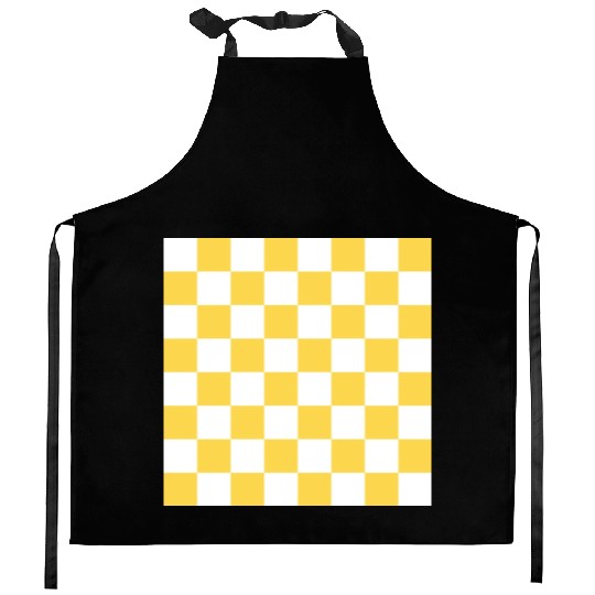 Yellow checker rectangle background. Kitchen Aprons