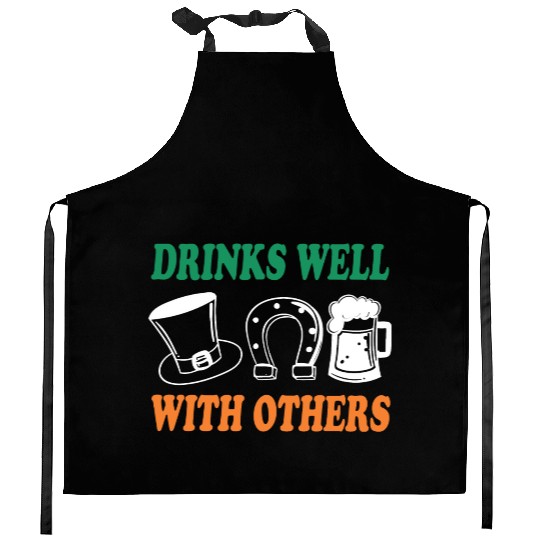Shamrock Drinks Well With Others St Patrick's Day Kitchen Aprons
