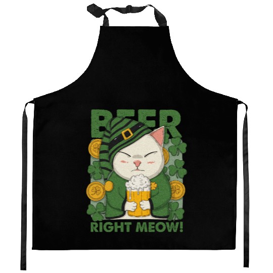 Beer Right Meow Kitchen Aprons