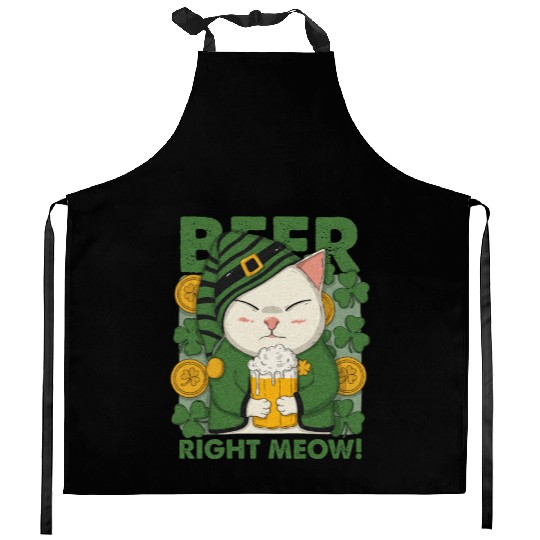 Beer Right Meow Kitchen Aprons