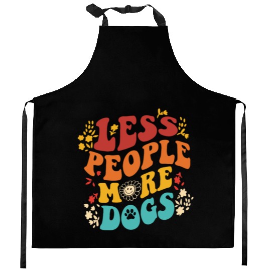 Vintage Retro Funny Sayings Dog Lover Less People Kitchen Aprons