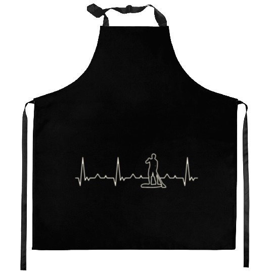 Paddle Board Guy. Heart. Love. EKG. Pulse. Beat. Kitchen Aprons