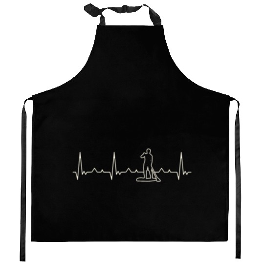 Paddle Board Guy. Heart. Love. EKG. Pulse. Beat. Kitchen Aprons