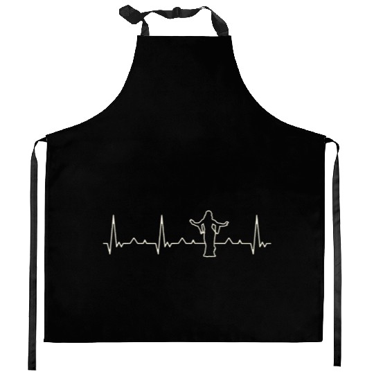 Belly Dance Girl. Heart. Love. EKG. Pulse. Beat. Kitchen Aprons