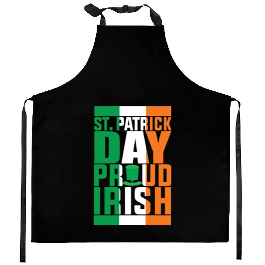 happy st patricks day proud irish Kitchen Aprons
