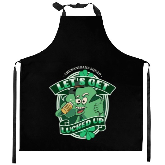 Lucked Up, Shenanigans Squad Beer Shamrock Drink Kitchen Aprons