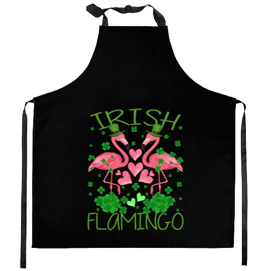 Irish Flamingo St Patrick's Day Kitchen Aprons