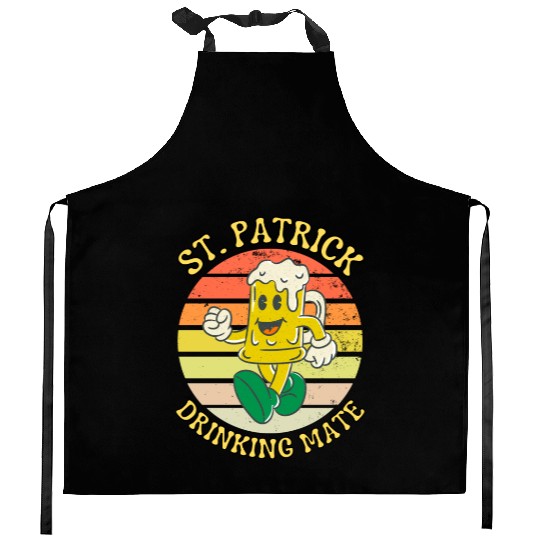 ST PATRICK DRINKING MATE Kitchen Aprons