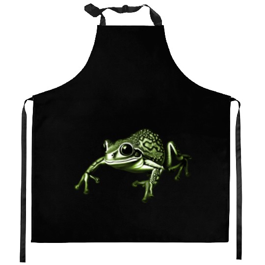 cute frog green Kitchen Aprons