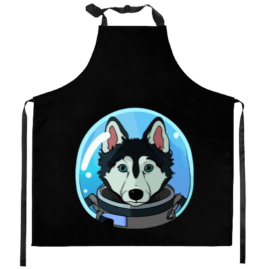 Husky Dog Cosmonaut Dog Lover Puppy Retro Kitchen Aprons