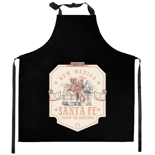 santa fe new mexico wild west town Kitchen Aprons
