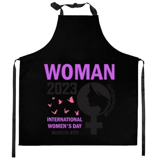 International Women's Day Embrace Equity 8 March Kitchen Aprons