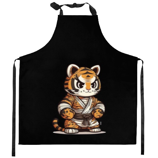 a lion in a kimono Kitchen Aprons