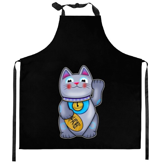 Cute Helpful Maneki Neko Lucky Cat Kitchen Aprons
