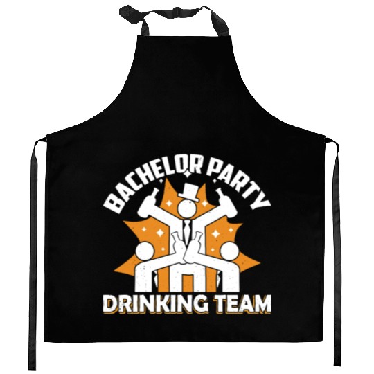 Bachelor Party Drinking Team Bride Groom Kitchen Aprons