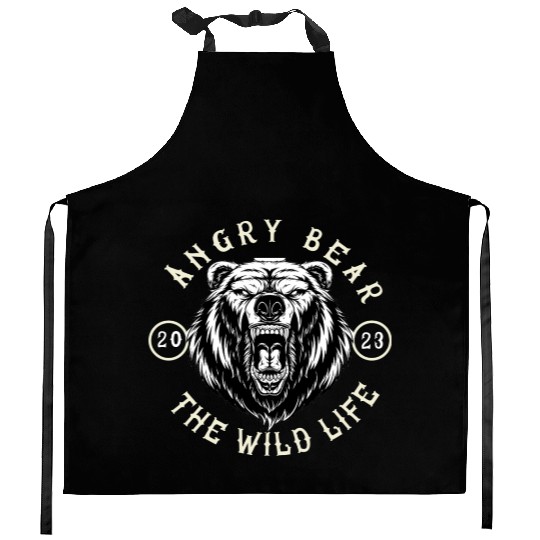 Angry Bear | The wild life Kitchen Aprons