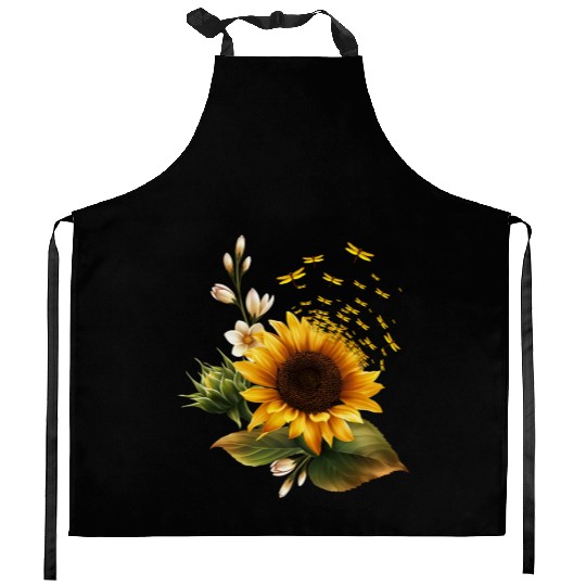 Cool Sunflower Gardening Mowing Flower Lovers Pun Kitchen Aprons