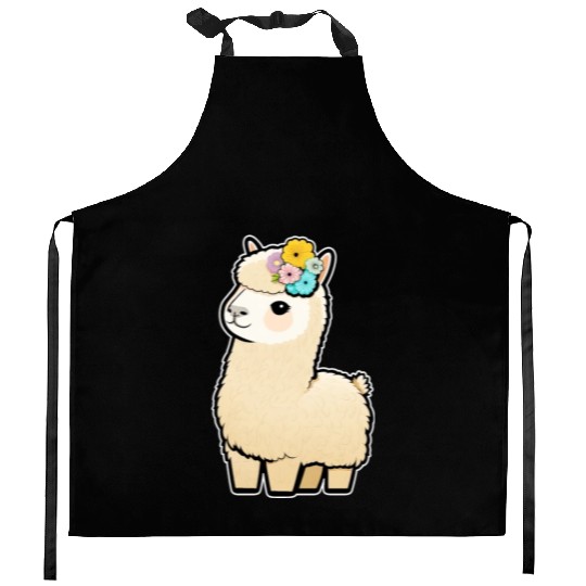 Floral Llama Kitchen Aprons