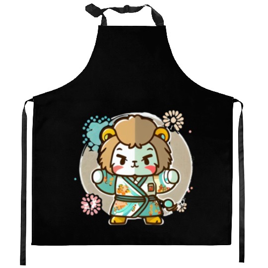 Lion kimono Kitchen Aprons